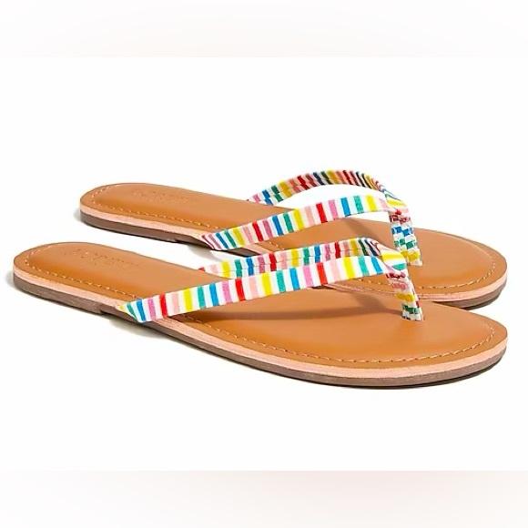 J.Crew Factory Easy Summer Flip Flops in Rainbow Size 9 NWT - Picture 1 of 4